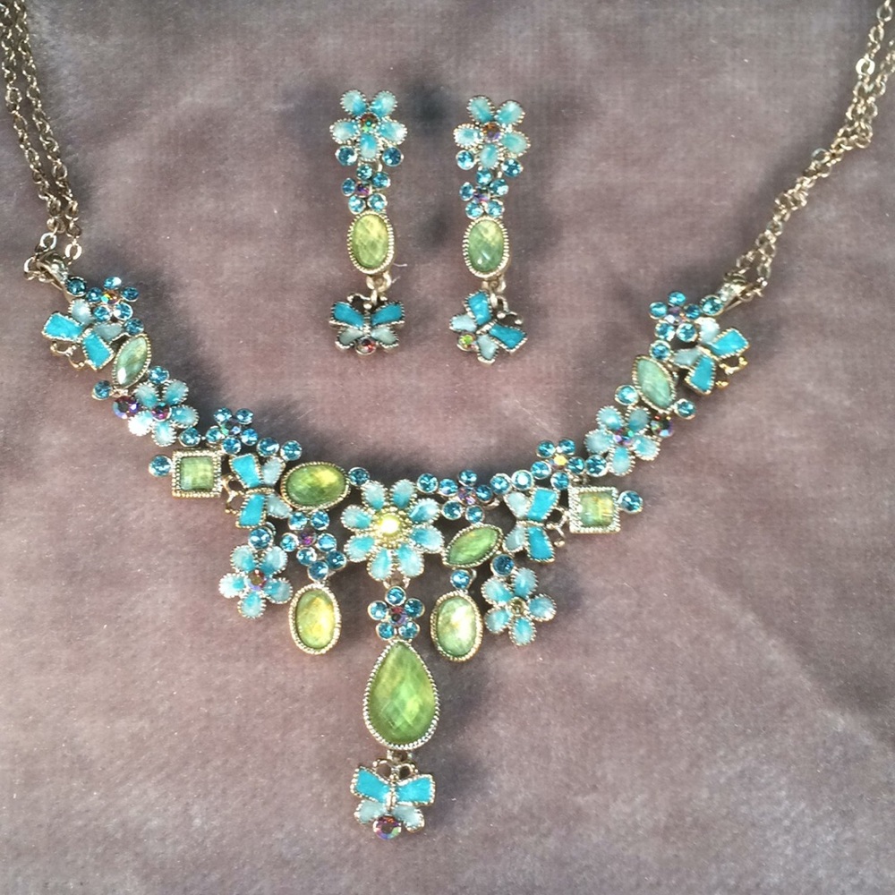 Blue Necklace and Earring Set